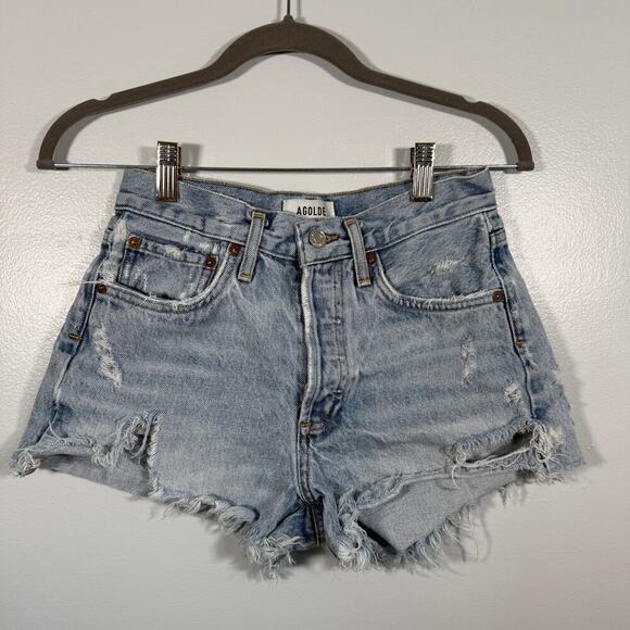 Agolde Parker Vintage Cut Off Denim Short Womens 24 Animate Light Wash - Picture 2 of 6